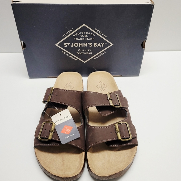St. John's Bay Other - ST John's Bay Sandals Men's  Brown Footbed Slip on Flat Color brown Size 10 NWT